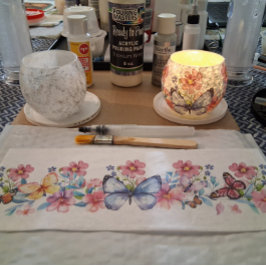 Papel De Seda Elementos Florais e de Borboletas Cottagecore Deco