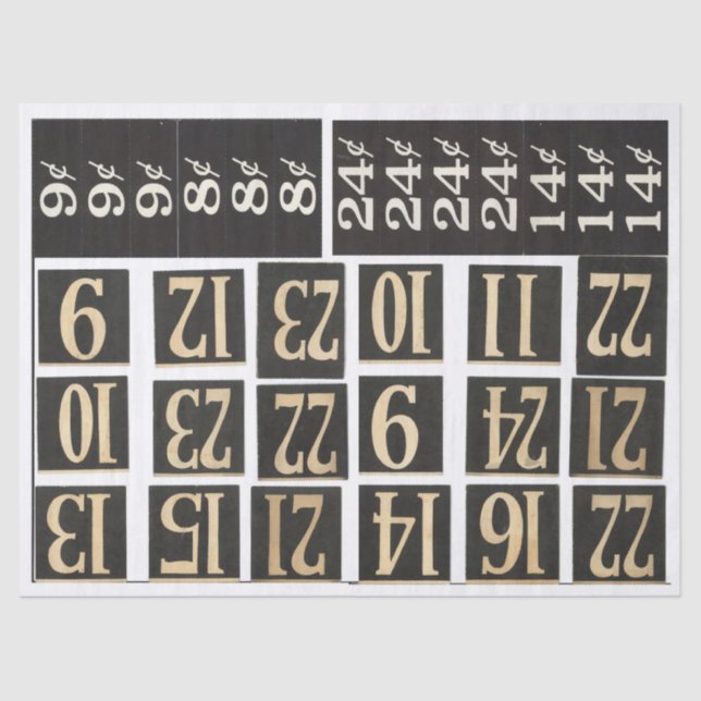 Papel De Seda Elementos numerados do Diário da sucata (Frente )