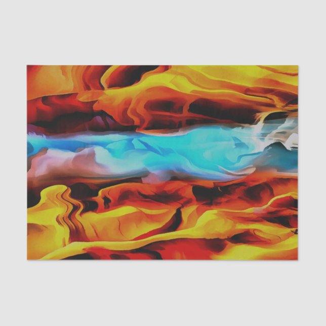 Papel De Seda Elementos Quentes E Frio Abstrato De Pó Acrílico (Frente )