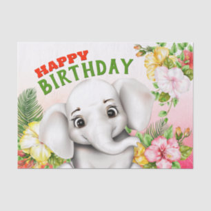 Papel De Seda Elephant Jungle Safari Birthday