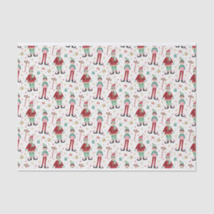 Papel De Seda Elf de Natal Ilustrado e Bonito