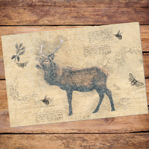 Papel De Seda Elk Decoupage Vintage Ephemera Tissue Paper