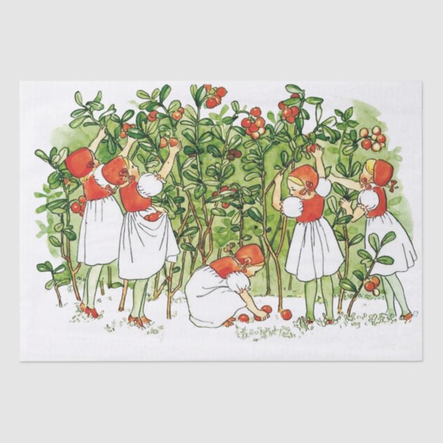 Papel De Seda Elsa Beskow Cute Strawberry Girl (Frente )