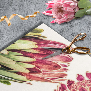 Papel De Seda Embalagem de Favor Floral Protea Rosa Botânica