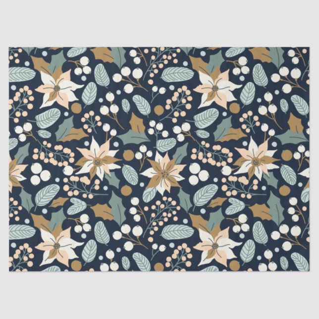 Papel De Seda Embalagem negra de inverno de Poinsettia (Frente )