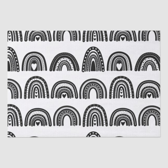 Papel De Seda Embalagem Pequena Empresa Preto Branco Moderno Arc (Frente )