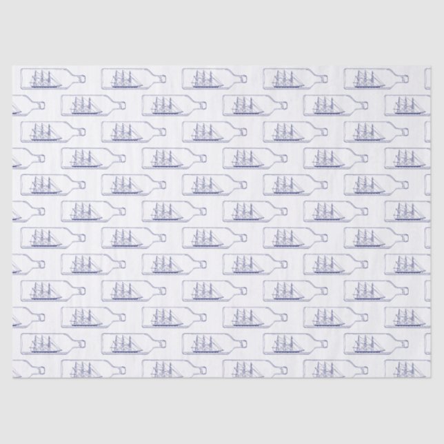 Papel De Seda Embarcação com azul de garrafa (Frente )