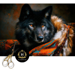 Papel De Seda Ember Turquesa Retrato do Lobo Negro