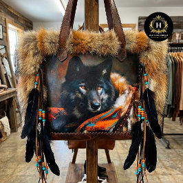 Papel De Seda Ember Turquoise Black Wolf Portrait