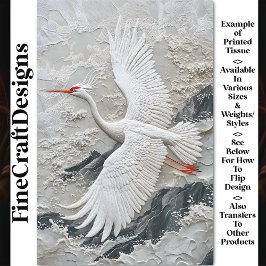 Papel De Seda Embroborada White Crane Bird Serene BV9 Decoupage