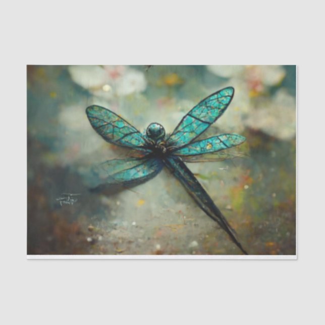 Papel De Seda Emerald Dragonfy Decoupage (Frente )