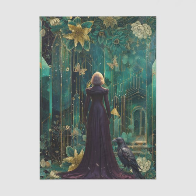 Papel De Seda Emerald Dreams Fantasy Forest Queen Decoupage (Frente )