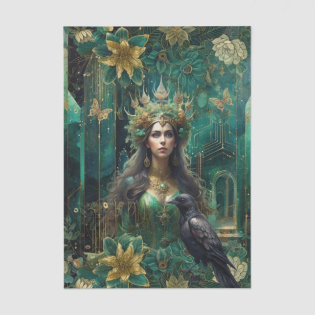 Papel De Seda Emerald Dreams Fantasy Forest Queen Decoupage (Frente )