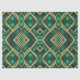 Papel De Seda Emerald e Dourado Tecido Argyle Moderno