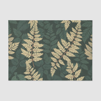 Papel De Seda Emerald Gold Fern Forest Pattern