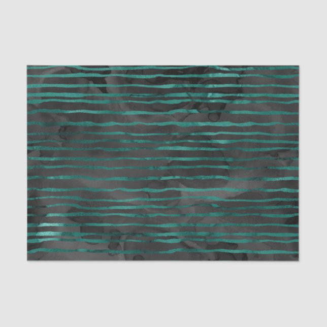 Papel De Seda Emerald Green e Black Striped Patterm (Frente )