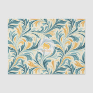 Papel De Seda Emerald Green e Dourada Paisley Leaf Pattern