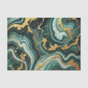 Papel De Seda Emerald Green e Dourado Marble Look Weds