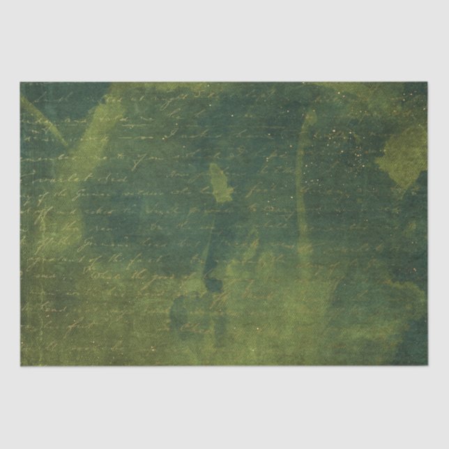 Papel De Seda Emerald Green e Dourado Script (Frente )