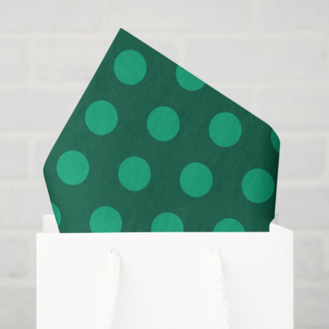 Papel De Seda Emerald Green Polka Dots  (Sacola de presentes)
