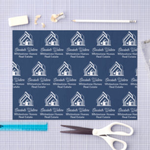 Papel De Seda Empresa de Imóveis Navy Blue Corretor Personalizad