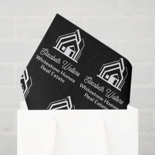 Papel De Seda Empresa de Imóveis Preta Corretor Personalizado