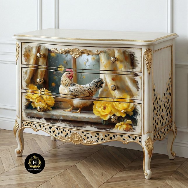 Papel De Seda Encantador Sunny Farmhouse Galinha Amarelo Desapar (Criador carregado)