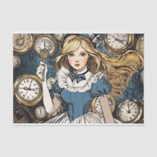 Papel De Seda Encantando Alice Vintage em Maravilha