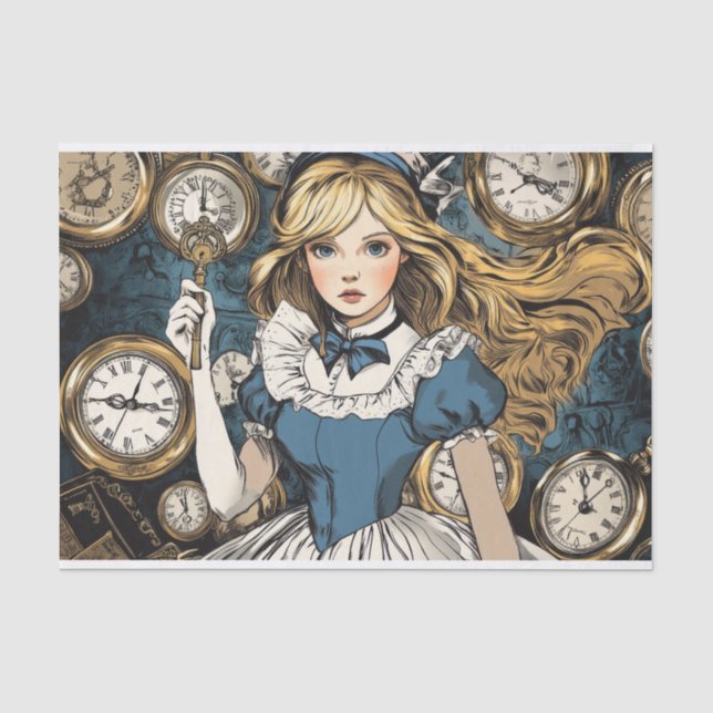 Papel De Seda Encantando Alice Vintage em Maravilha (Frente )