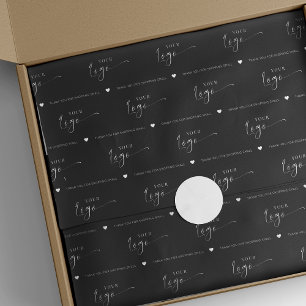 Papel De Seda Encapsulamento de logotipo preto mínimo com marca 
