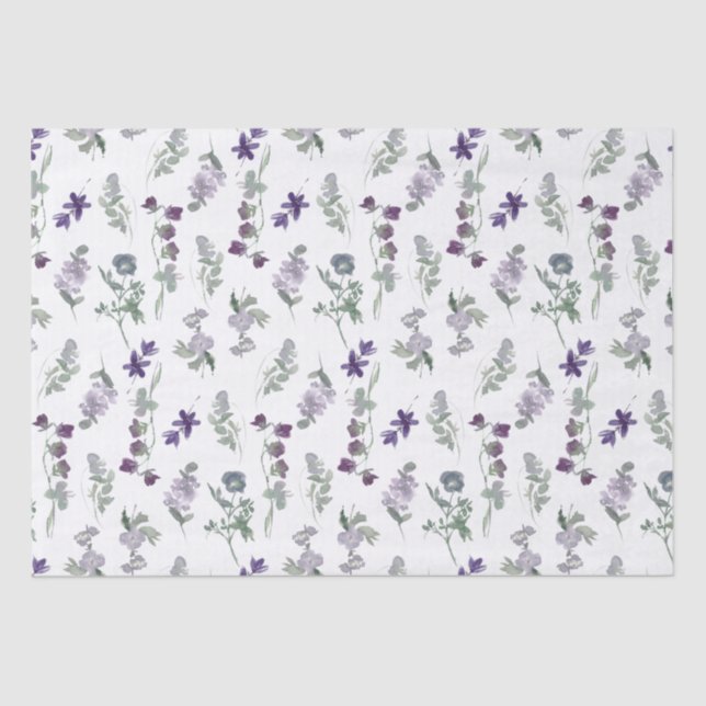 Papel De Seda Encapsulamento Roxo Lavendar Floral para Pequenas  (Frente )