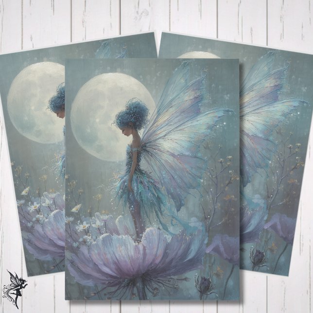 Papel De Seda Enchanted Blue Fairy Watercolor Fantasy Decoupage (Criador carregado)