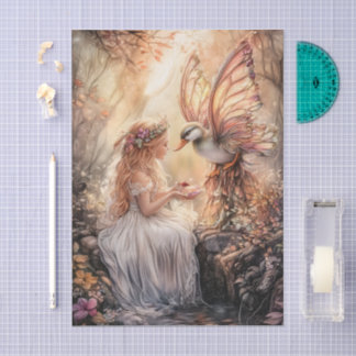 Papel De Seda Enchanted Duck Fairy Girl Decoupage