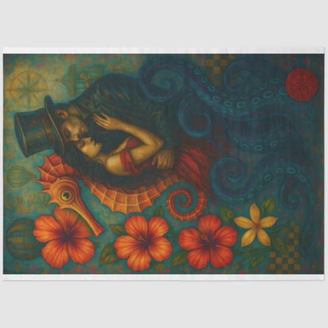 Papel De Seda Enchanted Embrace – Fantasy Steampunk Decoupage  (Frente )