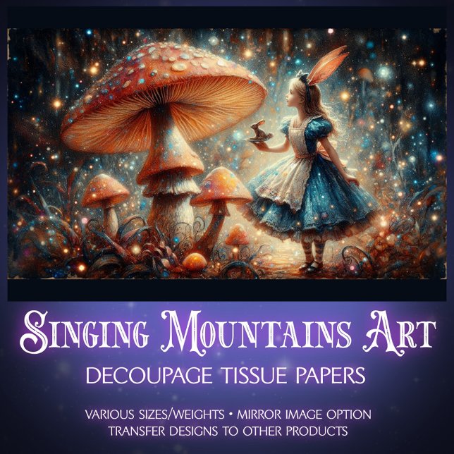 Papel De Seda Enchanted Mushroom Wonderland Alice Decoupage (Criador carregado)