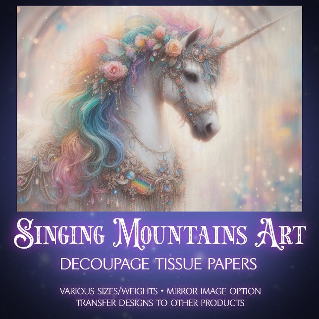 Papel De Seda Enchanted Rainbow Unicorn Craft Decoupage  (Criador carregado)