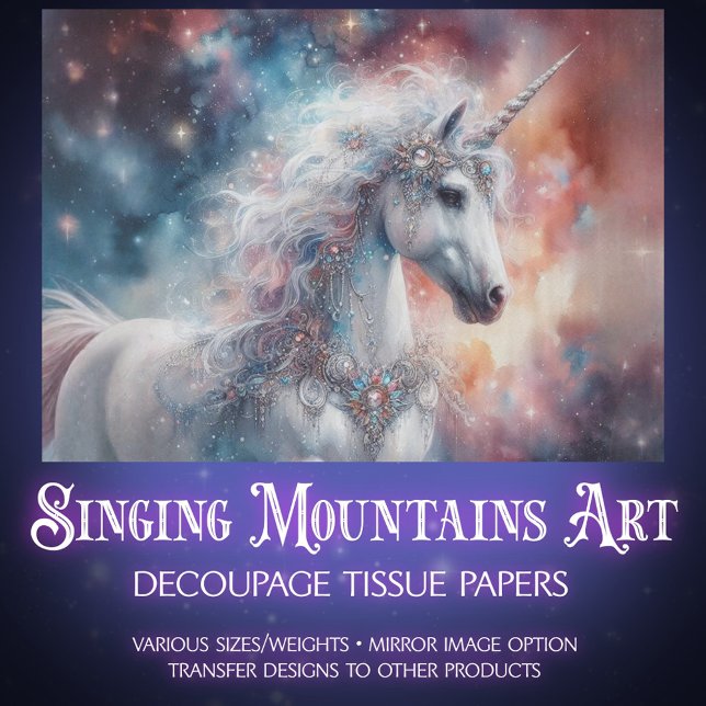Papel De Seda Enchanted Unicorn Under the Stars Decoupage  (Criador carregado)
