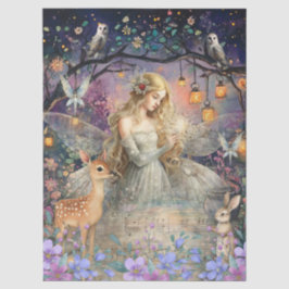 Papel De Seda Enchanted Woodland Animals & Fairy Decoupage Paper