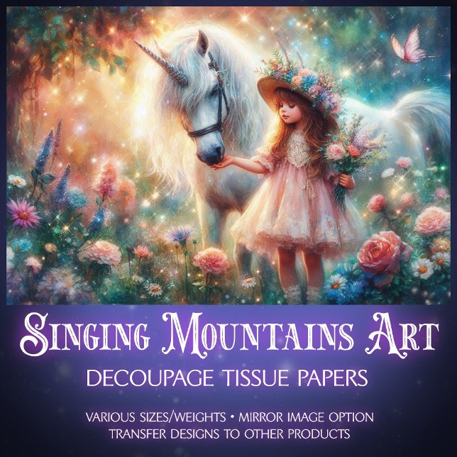 Papel De Seda Enchanted Woodland Garden Unicorn Decoupage (Criador carregado)