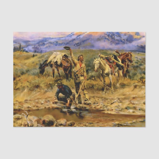 Papel De Seda “Encontrando Ouro” de Charles M Russell (Frente )