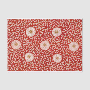 Papel De Seda Enfeite Chinês Owen Jones Floral Vermelho Branco
