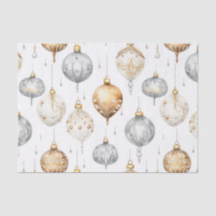 Papel De Seda Enfeites de natal de Aquarela Dourados Silver Vint