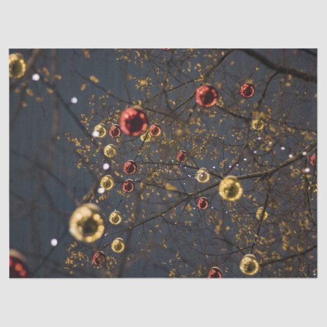 Papel De Seda Enfeites de natal Dourados vermelhos brilhantes e  (Frente )