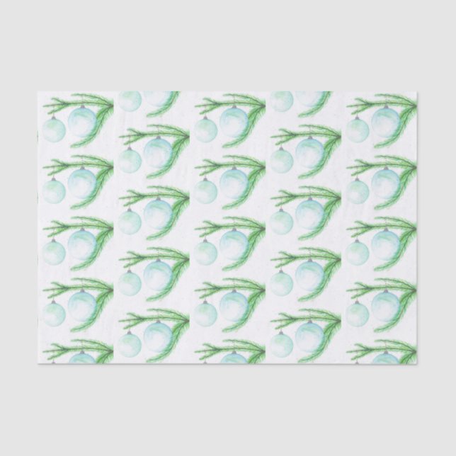 Papel De Seda Enfeites de natal em uma ramificação de árvore (Frente )