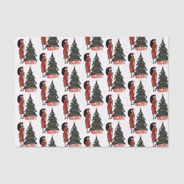 Papel De Seda Enfeites de natal Leo Zodiac, Mulher Negra (Frente )