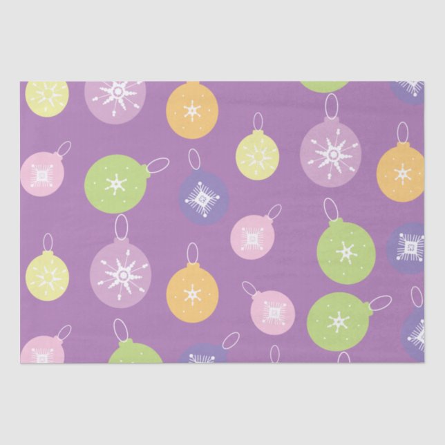 Papel De Seda Enfeites de Natal Pastel Flocos de Neve Violeta (Frente )