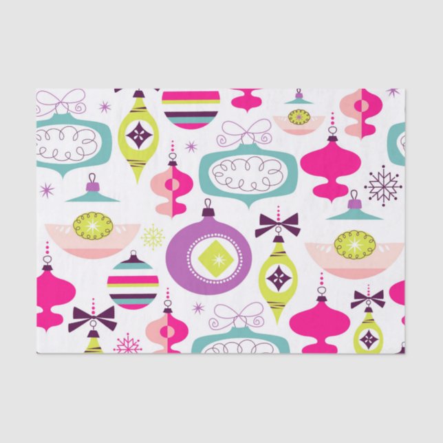 Papel De Seda Enfeites de natal retros brilhantes (Frente )