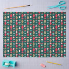 Papel De Seda Enfeites de Rabisco Retro em Vermelho Verde Rosa D