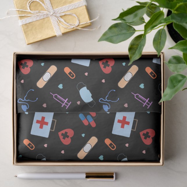 Papel De Seda Enfermeiro Nurse Estudante | Padrão Médico (Presente)