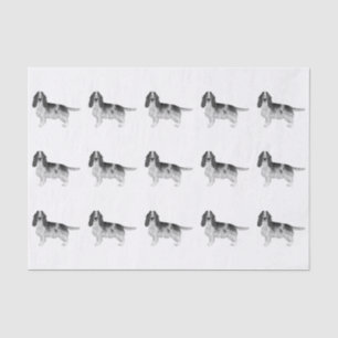 Papel De Seda English Cocker Spaniel em padrão preto e branco